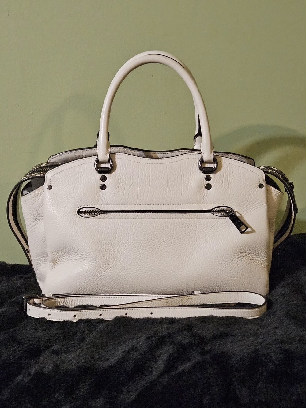 Coach Drew Satchel With Snakeskin TrIm MSRP $450 - Picture 9 of 9